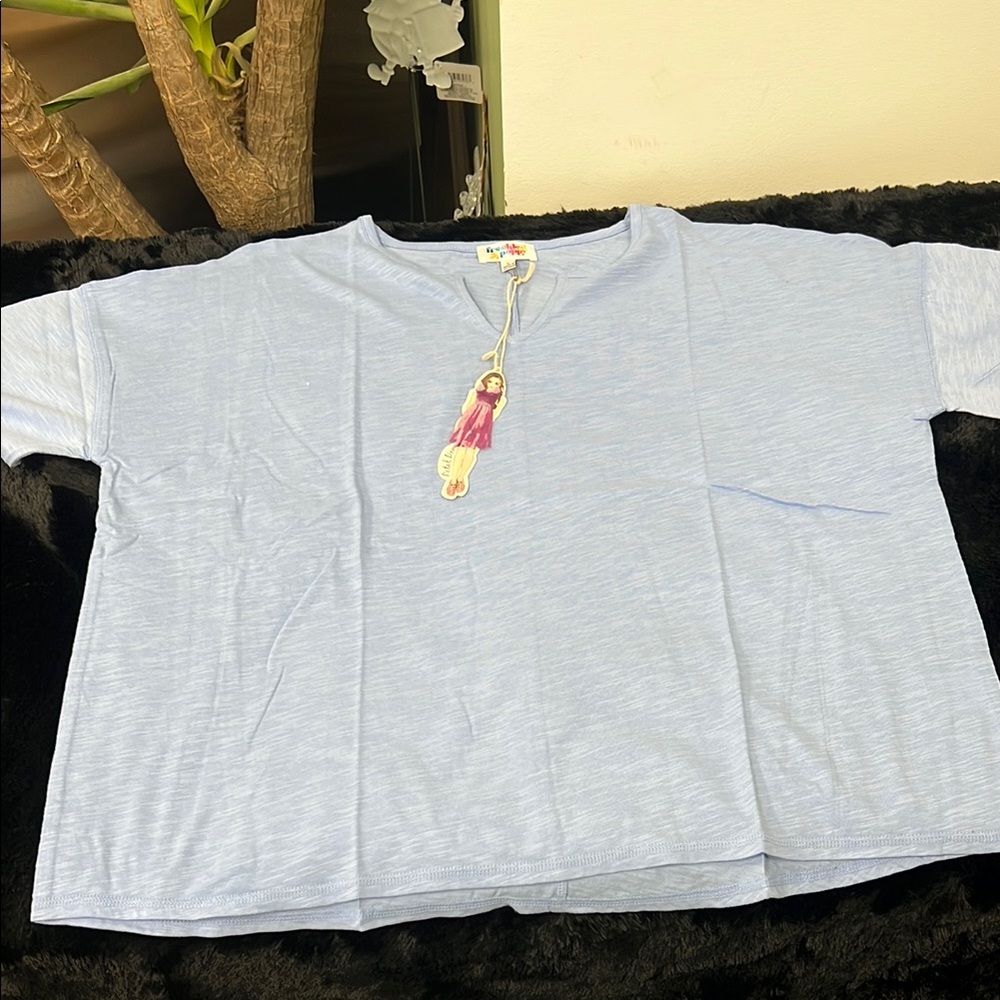 Blue Short Sleeve Tee Casual Top